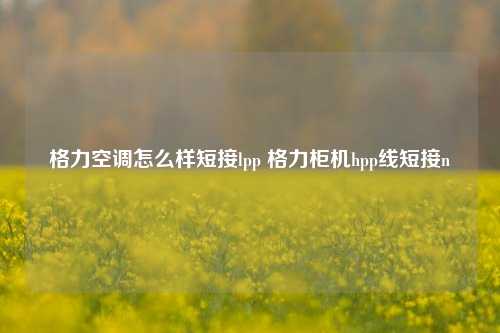 格力空调怎么样短接lpp 格力柜机hpp线短接n