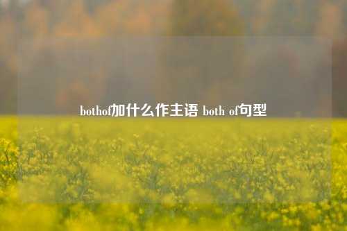 bothof加什么作主语 both of句型