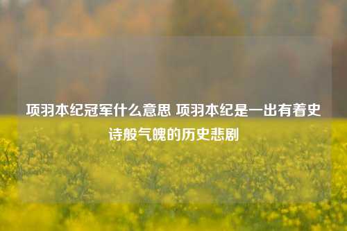 项羽本纪冠军什么意思 项羽本纪是一出有着史诗般气魄的历史悲剧