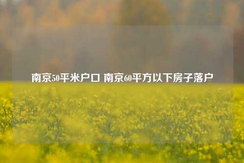 南京50平米户口 南京60平方以下房子落户