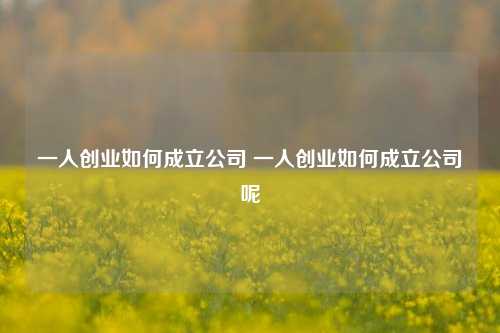 一人创业如何成立公司 一人创业如何成立公司呢