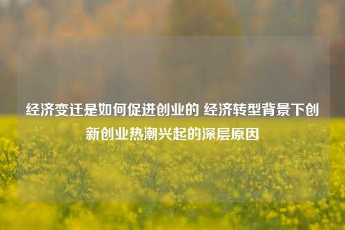 经济变迁是如何促进创业的 经济转型背景下创新创业热潮兴起的深层原因