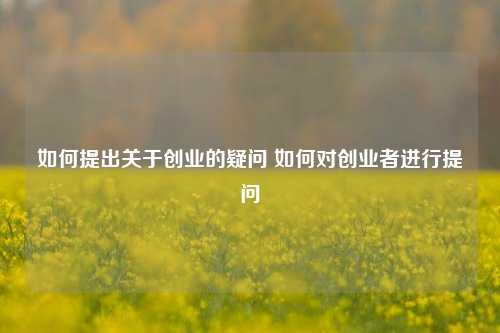 如何提出关于创业的疑问 如何对创业者进行提问