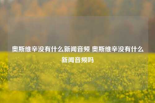 奥斯维辛没有什么新闻音频 奥斯维辛没有什么新闻音频吗